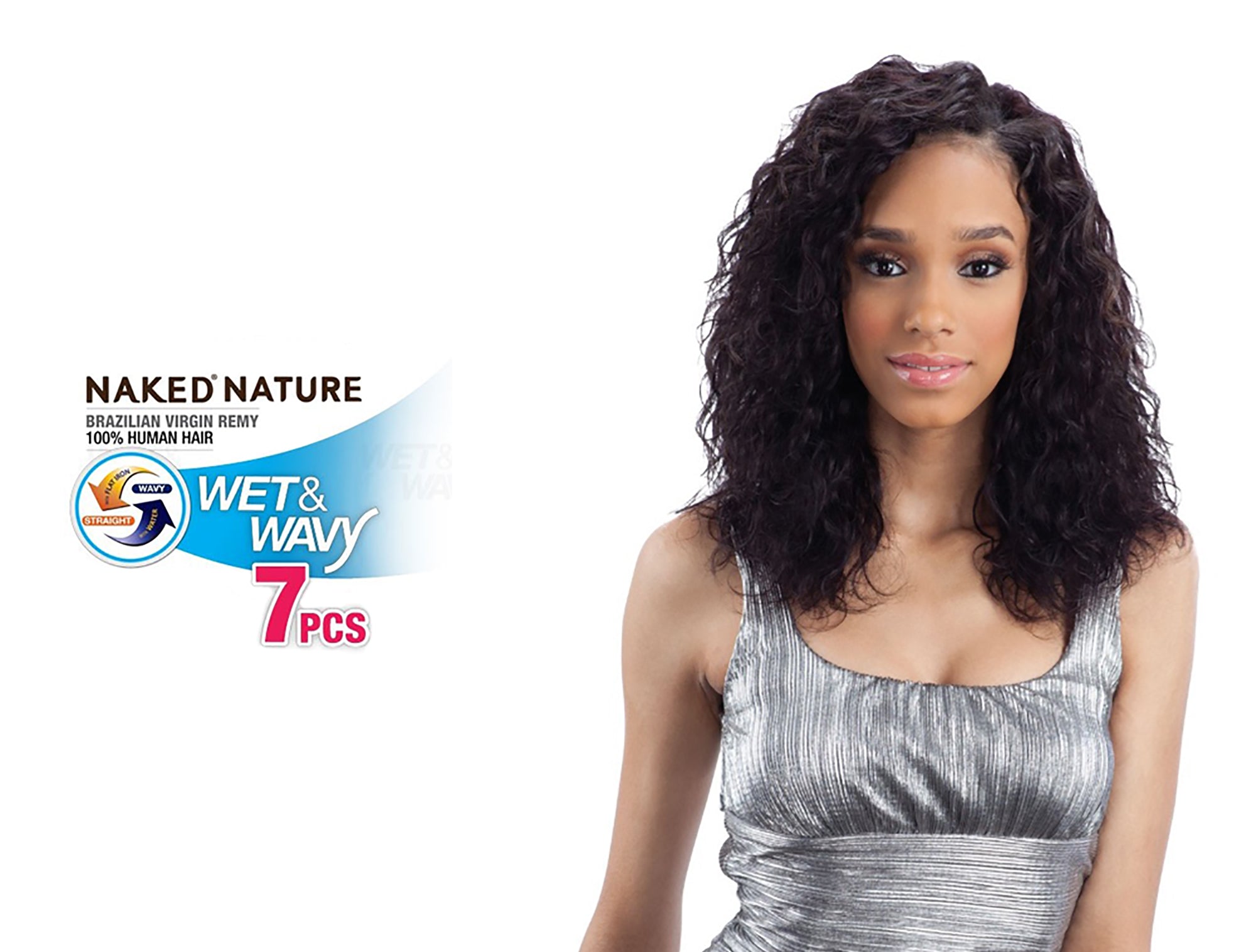 NAKED NATURE UNPROCESSED BRAZILIAN VIRGIN REMY HUMAN HAIR WEAVE WET & WAVY LOOSE CURL 7PCS [10
