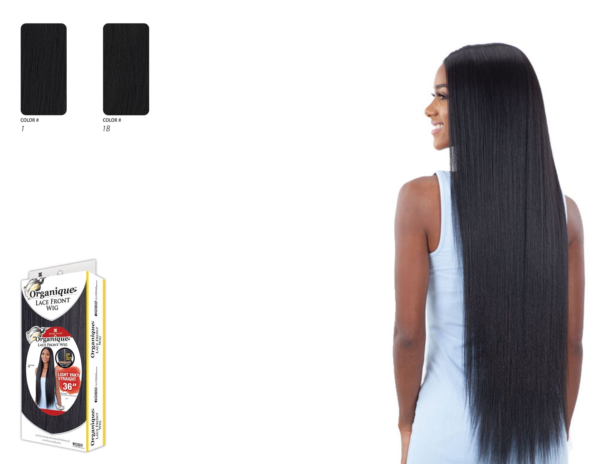 SHAKE N GO ORGANIQUE SYNTHETIC LACE FRONT WIG - YAKY STRAIGHT 36
