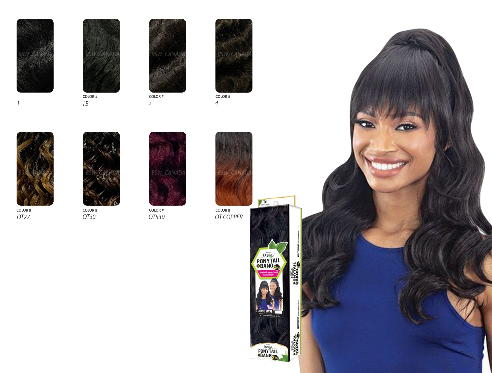 SNG FREETRESS EQUAL SYNTHETIC PONYTAIL + BANG - LOOSE WAVE ( 2PIECES )