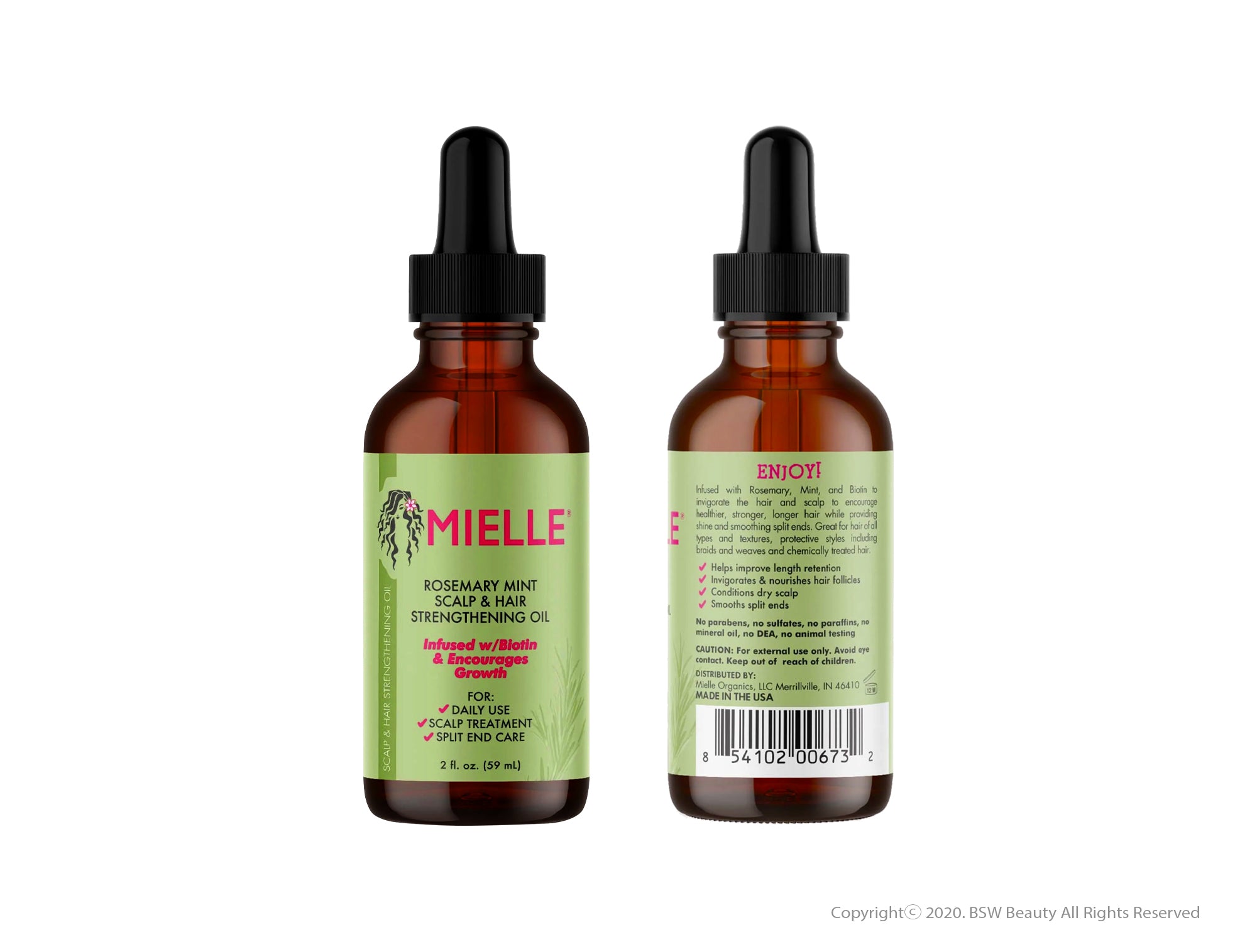 MIELLE ROSEMARY MINT SCALP & HAIR STRENGTHENING OIL INFUSED W/ BIOTIN & ENCOURAGES GROWTH 2oz