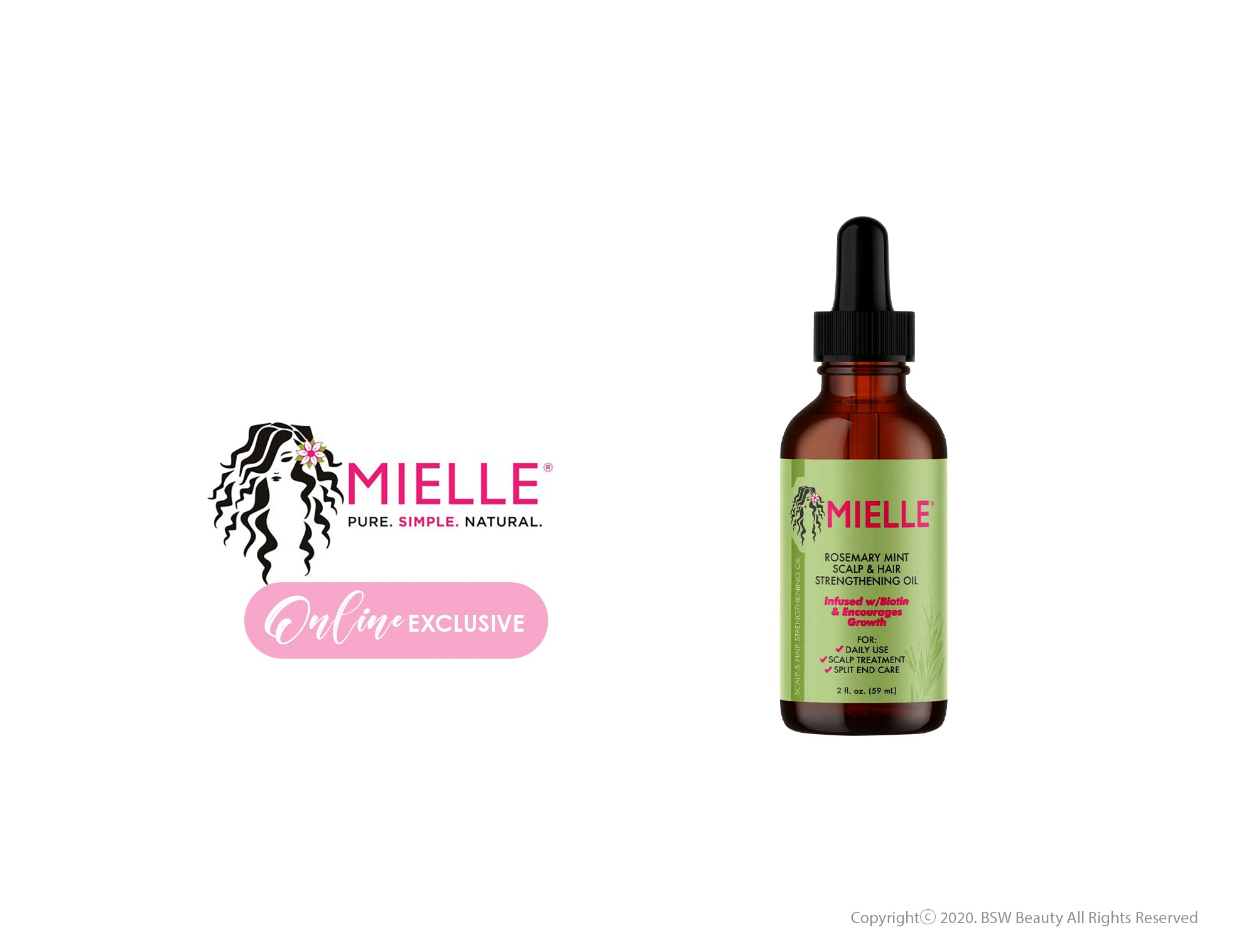 MIELLE ROSEMARY MINT SCALP & HAIR STRENGTHENING OIL INFUSED W/ BIOTIN & ENCOURAGES GROWTH 2oz
