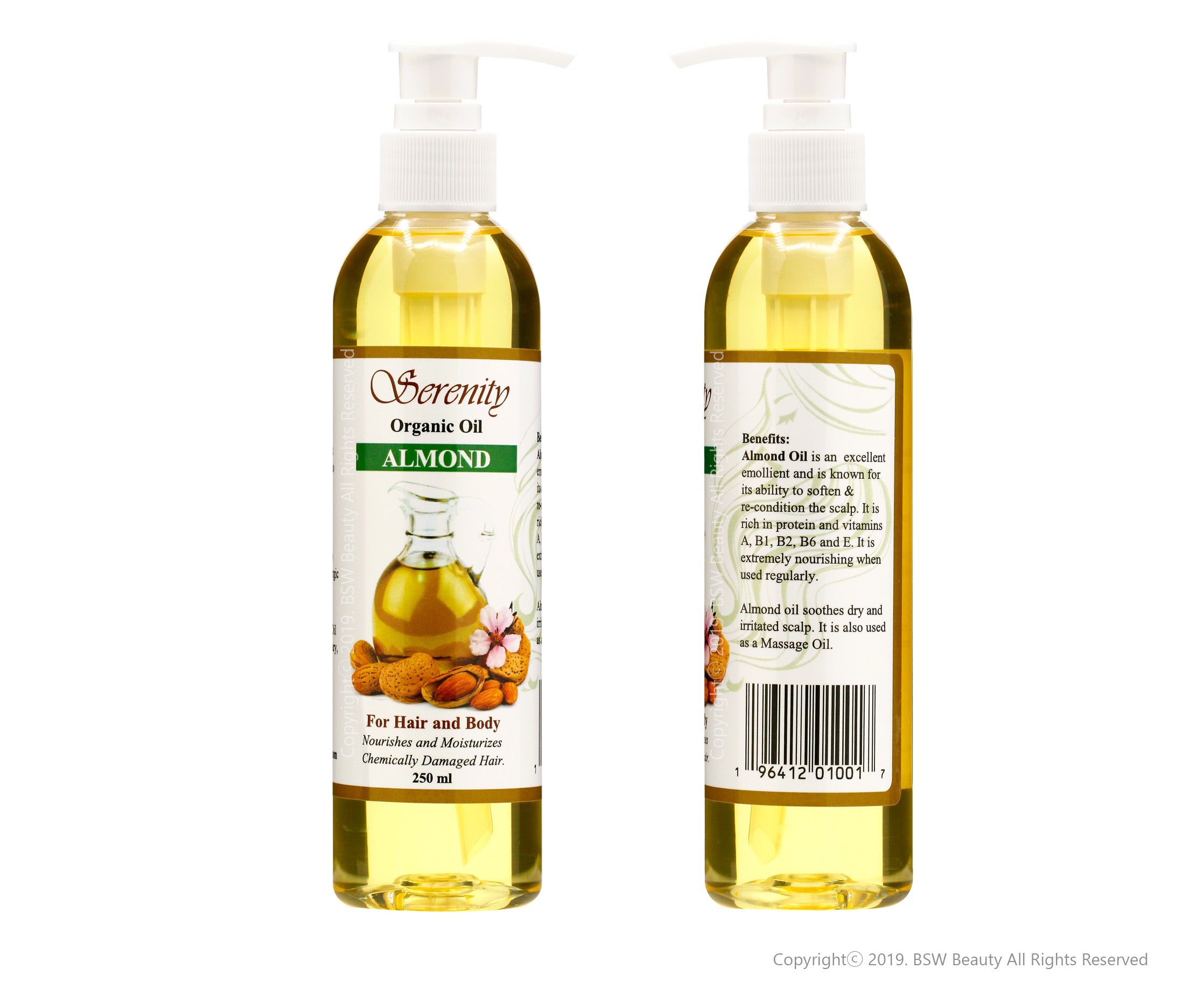 SERENITY ORGANIC ALMOND FOR HAIR AND BODY 250ml