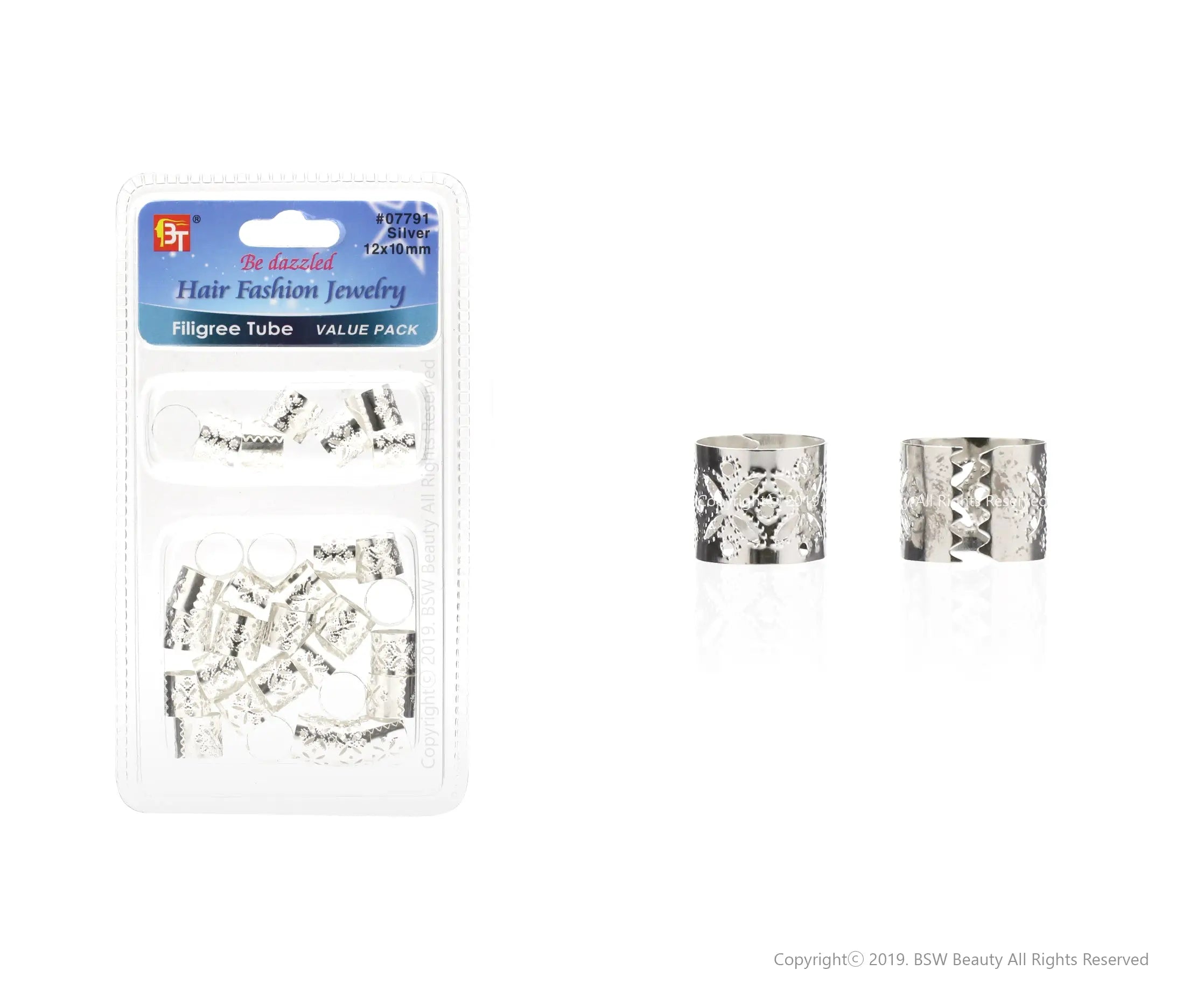 BEAUTY TOWN FILIGREE TUBE SILVER 12X10MM #07791 (VALUE PACK) - BSW BEAUTY CANADA